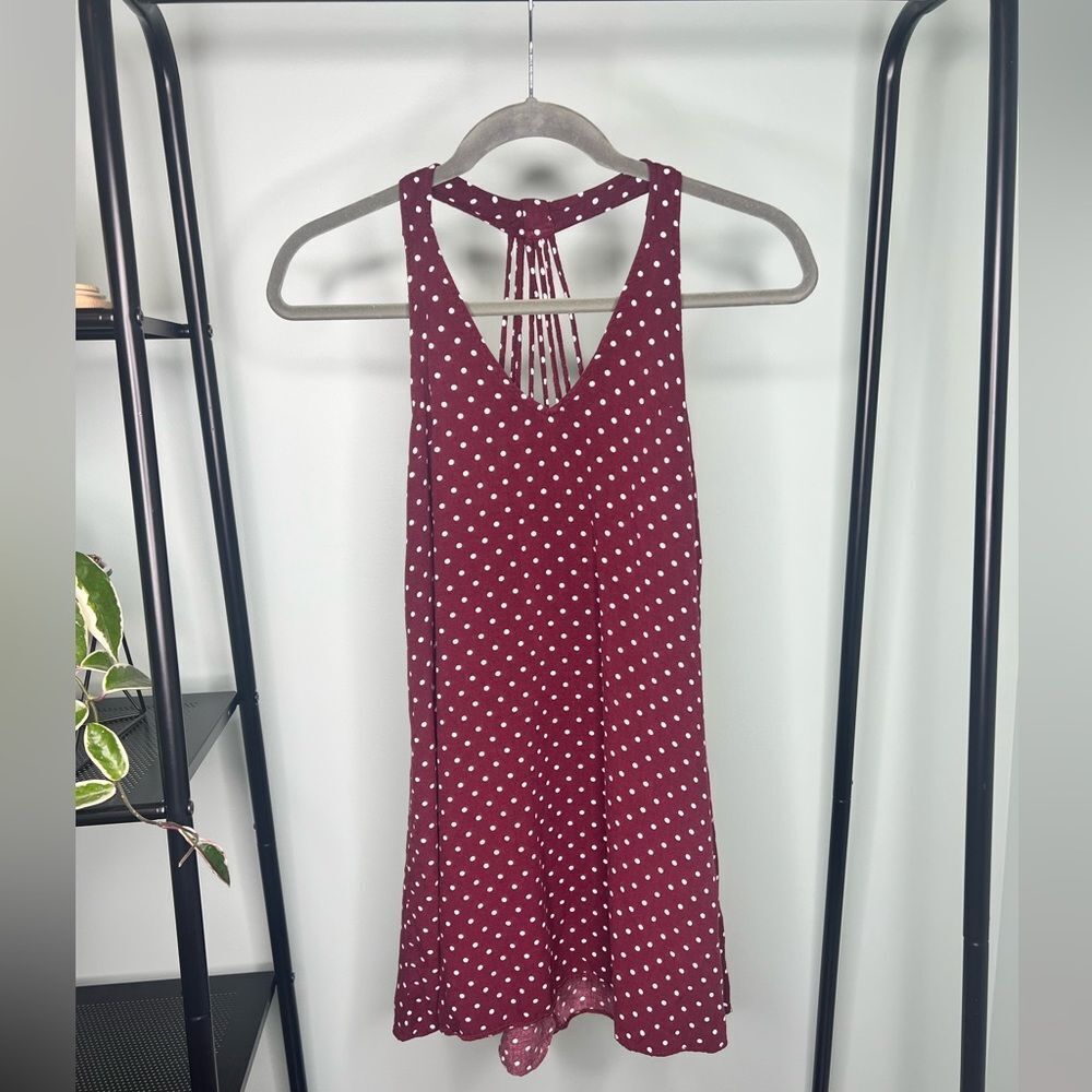 American Eagle Outfitter’s AEO Women’s Maroon Sundress with White Polka Dot
